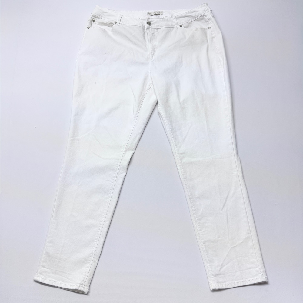 EST. 1946 Denim Womens White Hi-Rise Straight Leg Jeans Size 18W Stretch